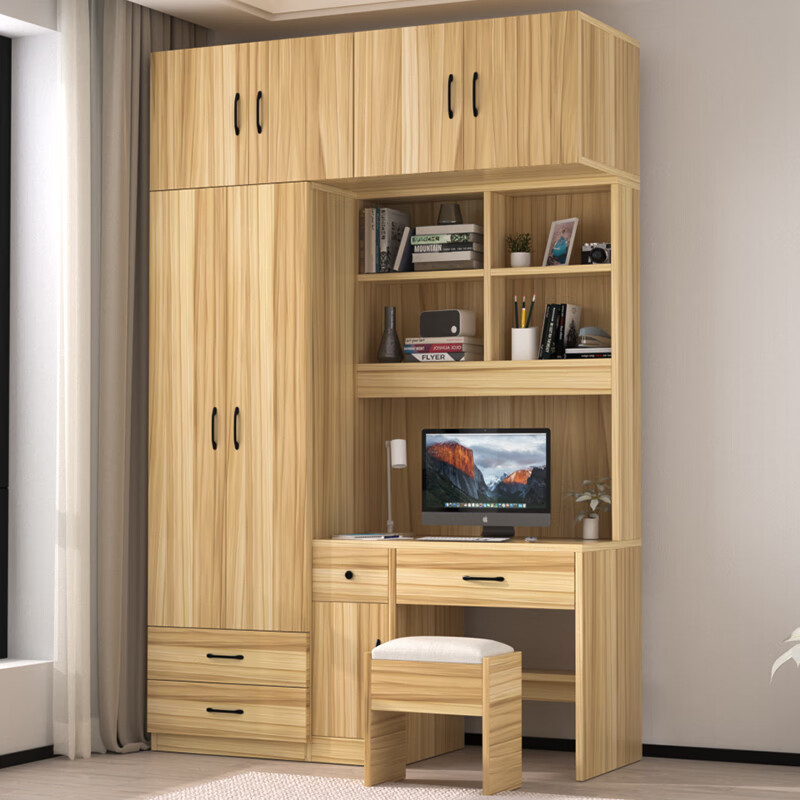 空梦书桌衣柜一体小户型带电脑书柜加书架组合柜子书台家用写字桌 长