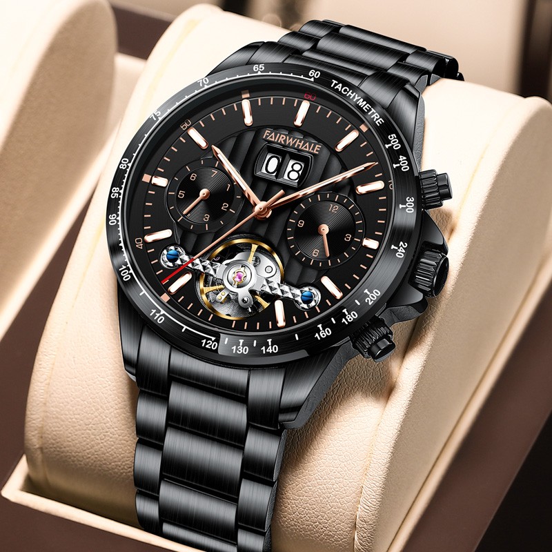 马克华菲(fairwhale)手表男士全自动机械表商务国潮男表镂空夜光防水