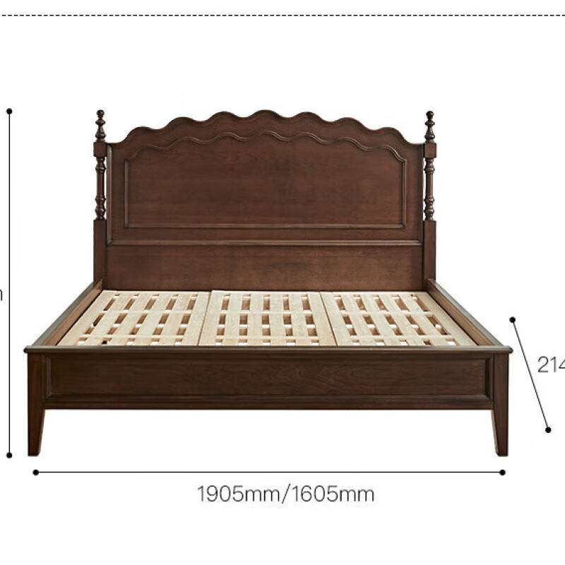 友得家美式法式复古实木床1.5米1.8米主卧双人床雕花床简约婚床卧室家具 实木床 1500mm*2000mm框架结构