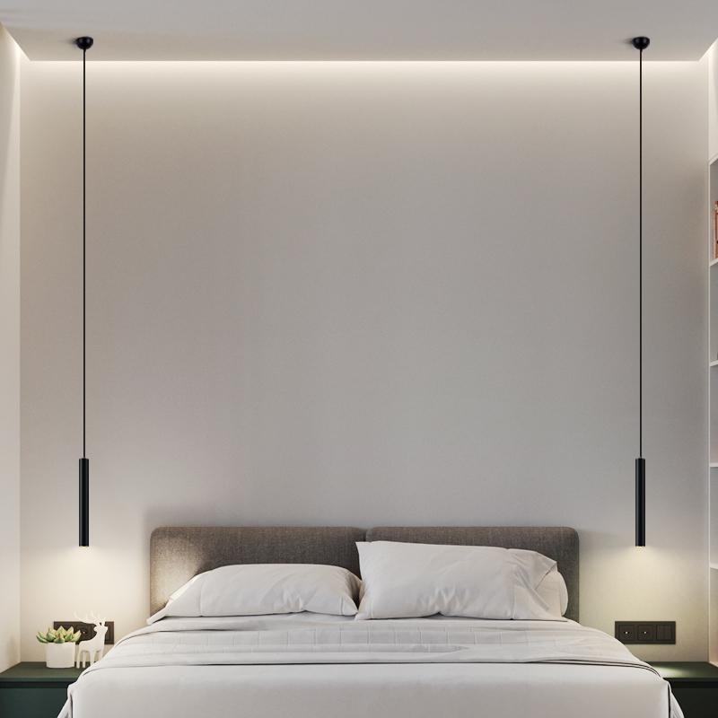 长线北欧主卧极简网红ins设计师 版5*30暖光(吊线1米5)6瓦_1盏双头
