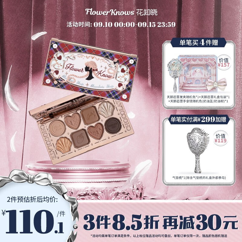 花知晓 巧克力商店八色眼影盘细腻哑光珠光变色龙爆闪玩妆眼影送女友 01胡桃夹子