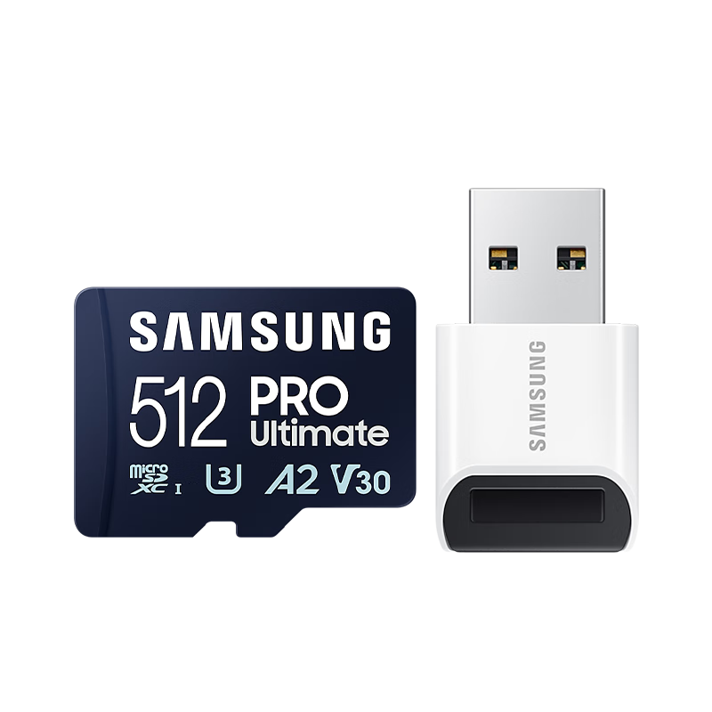 三星（SAMSUNG）512GB TF（MicroSD）U3 V30 A2读速200MB/S 4K 高速视频内存卡套装