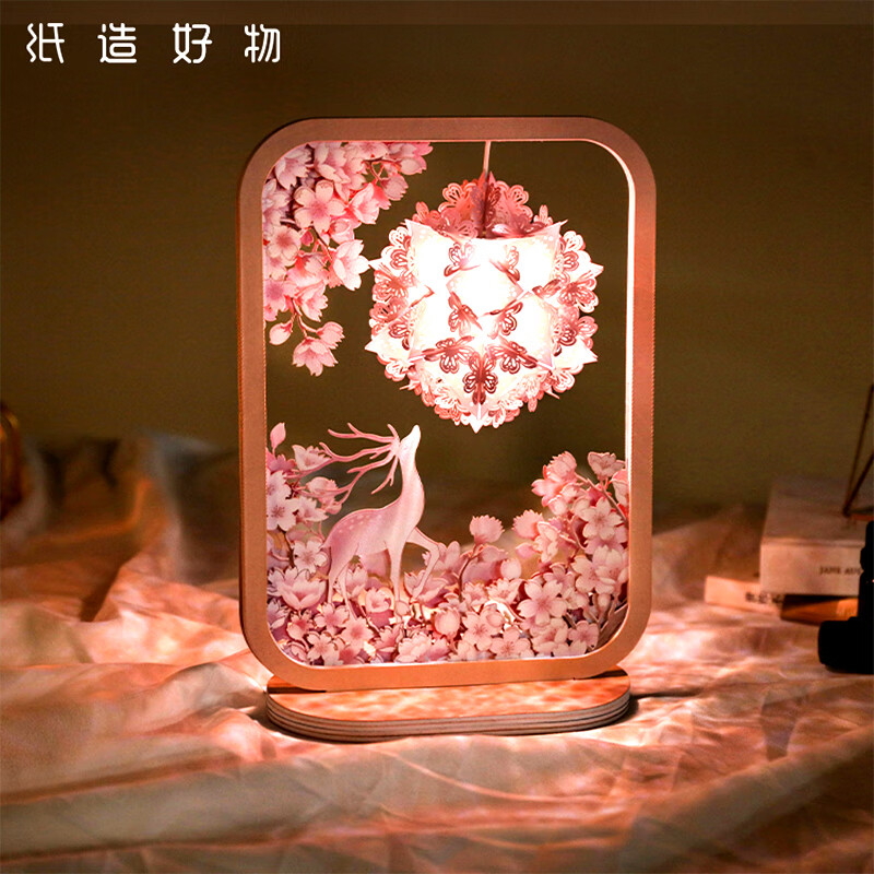 型光影纸雕灯diy材料古风故宫文创立体创意纸艺夜灯生日礼物 春樱语鹿