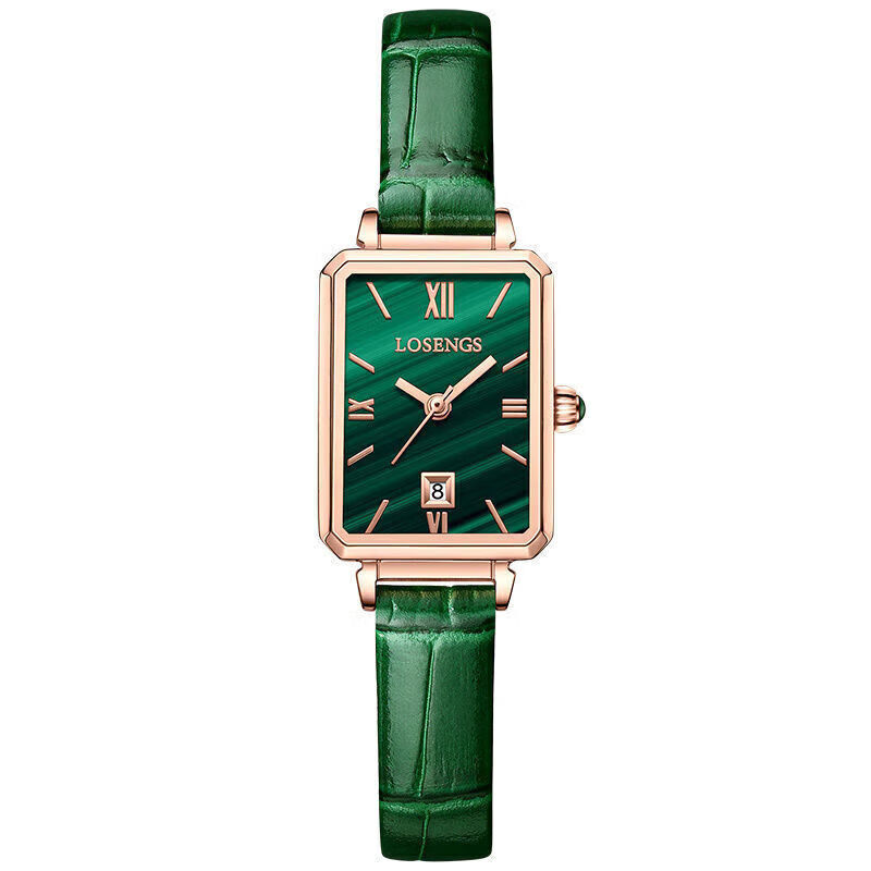 浪琴流抚瑞士方形女士全自动石英表时尚防水真品女表商务休闲腕表