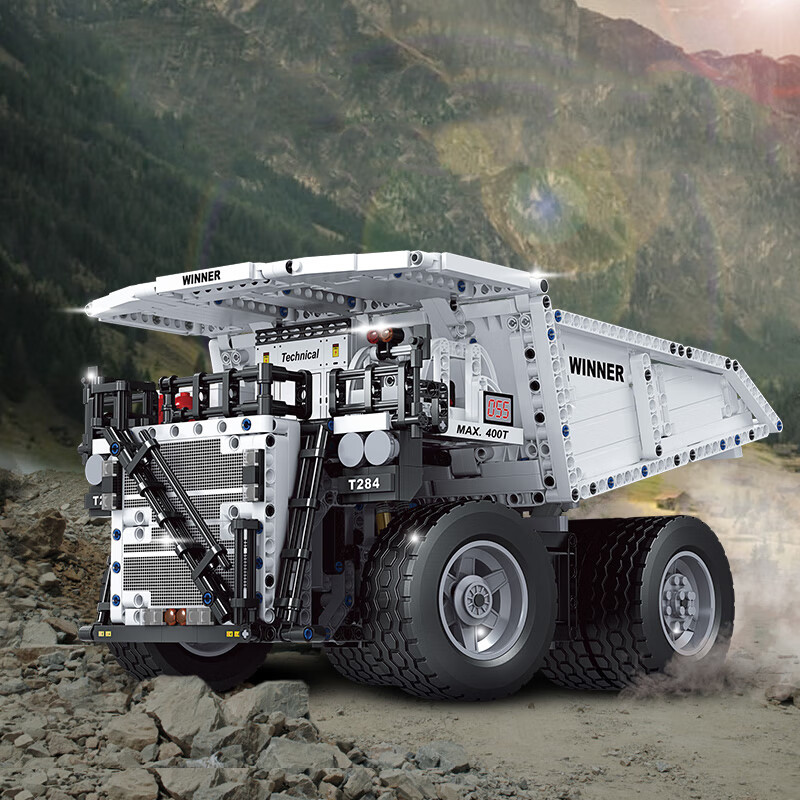 梦不落科技拼装stem科学玩具工程车矿用卡车翻斗车手工diy高难度 矿用