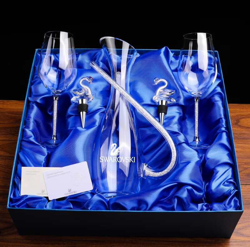 ovozi施华洛世奇钻石红酒杯套装家用高脚杯水晶玻璃高档无铅醒酒器