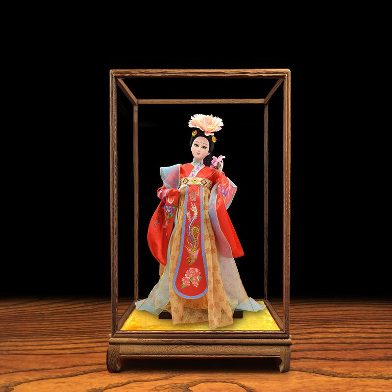 京城故事中国特色礼品京剧人偶送老外商务出国外事礼品四大美女手工艺品 杨贵妃【鸡翅木玻璃框】