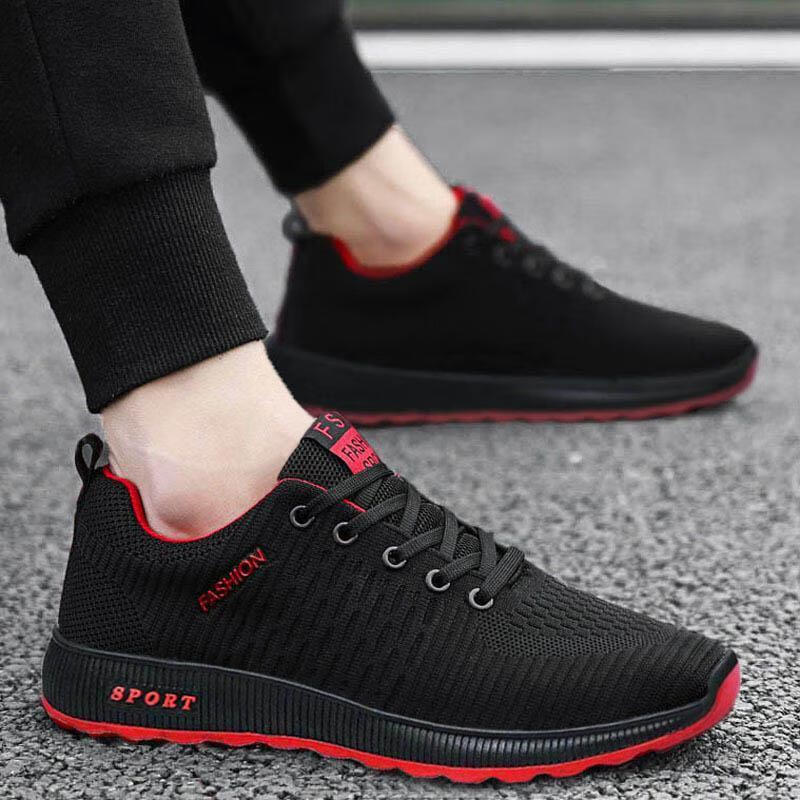 增高跑鞋男远动远动鞋冷天散步悠闲鞋波鞋秋季透气男鞋飞织男士运动鞋