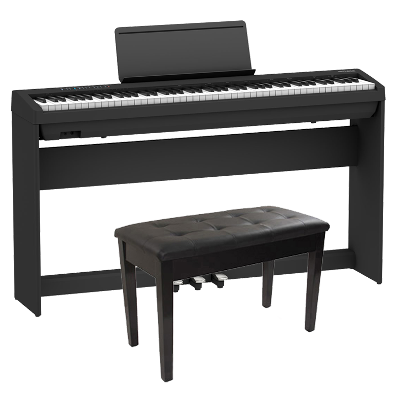Roland罗兰电钢琴FP30X考级88键重锤便携式fp30儿童初学练习蓝牙智能数码电钢琴 FP30X典雅黑主机+U型架+单踏板+礼包