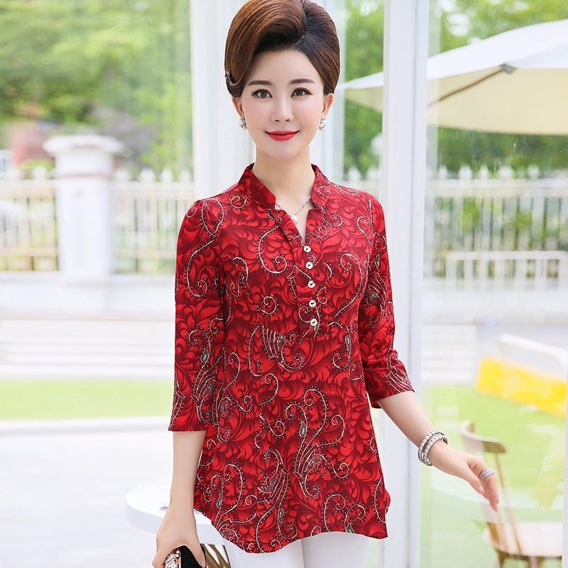 御仕达妈妈春装套装中老年女装七分袖衣服新款上衣中年女夏装岁 【中