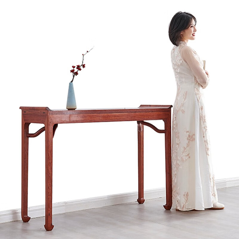 缅甸花梨(学名:大果紫檀)明式三暗屉条案王世襄款四面平翘头案桌