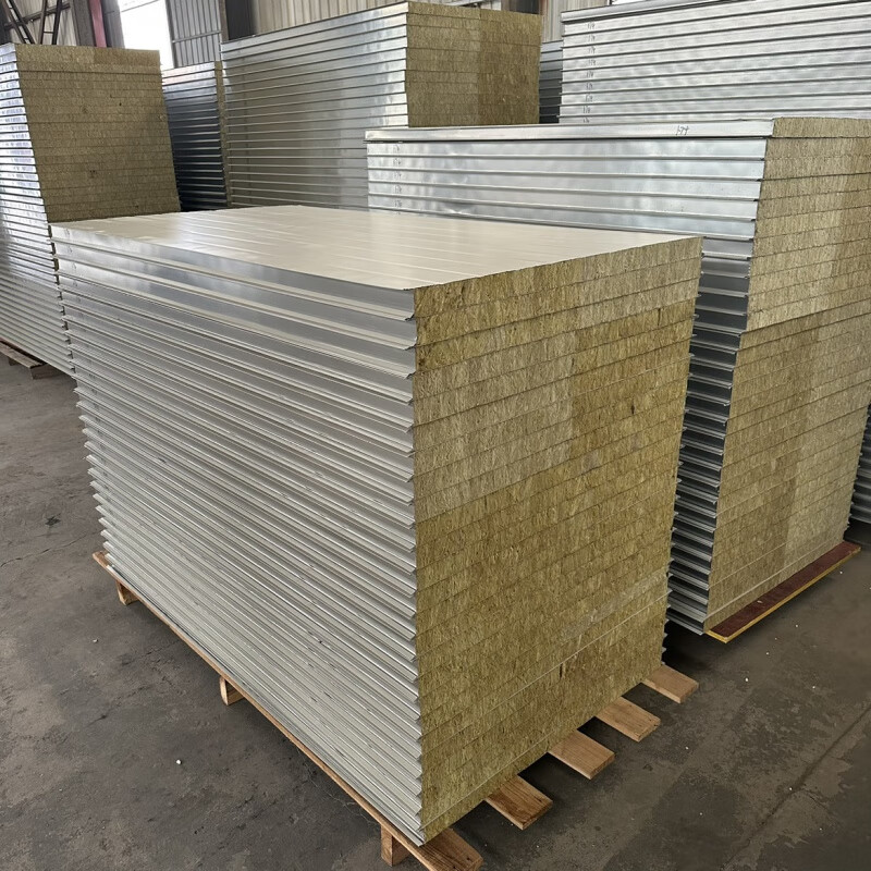 稳东彩钢夹芯板 防火岩棉板防火瓦楞板保温隔热彩钢夹心板净化板隔墙