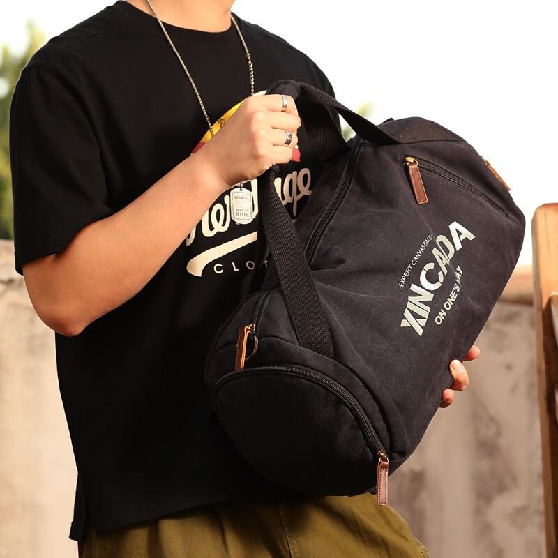 新潮代旅行包男大容量干湿分离健身包单肩训练运动斜挎包游泳手提行李包 蓝黑色【独立鞋仓】