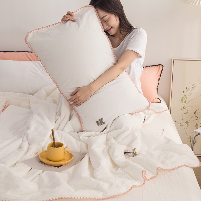 全棉水洗棉夏被四件套 被子被芯夏凉被空调被 纯洁白 150*200cm单夏被