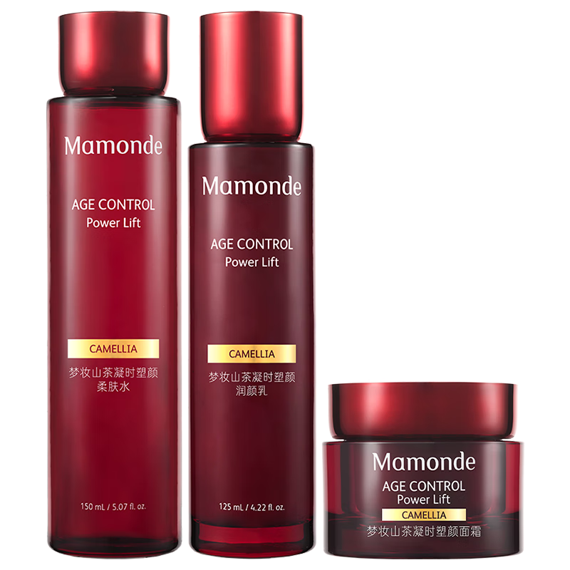 梦妆(Mamonde)山茶塑颜护肤套装(水150ml+乳125ml+面霜50ml) 爽肤水乳液 补水保湿 七夕情人节礼物送女友