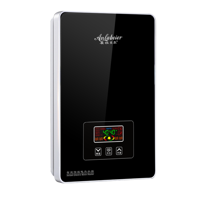 安拉貝爾（Anlabeier）即熱式電熱水器 速熱恒溫智能快熱式小型洗發(fā)店家用過水熱洗澡機AL-QC 8000W 拉絲黑（空開套裝）高熱效率包安裝