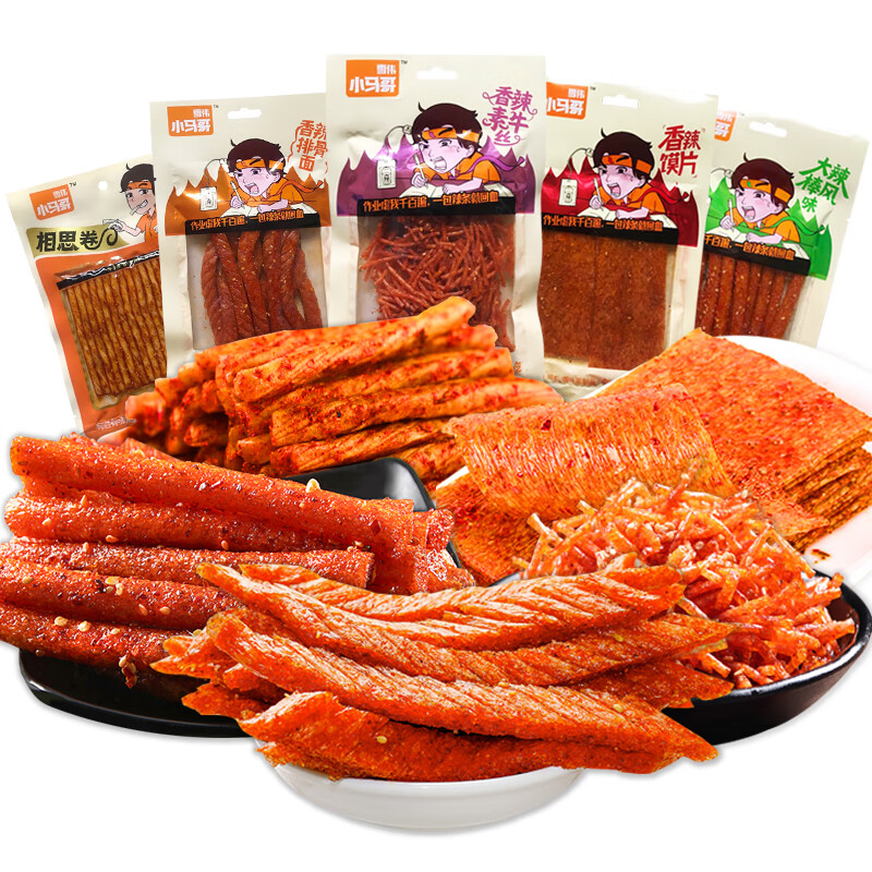雪偉小馬哥網(wǎng)紅辣條麻辣片休閑小吃辣味零食兒時(shí)校園懷舊 大辣棒80gX5袋