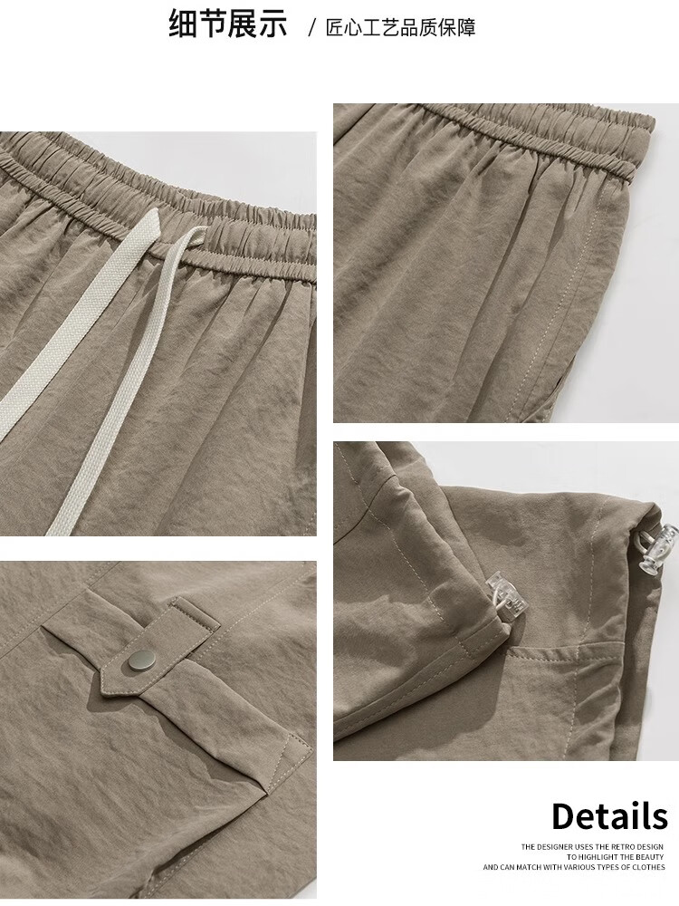 Foss Phil工装裤男装2026春夏季新款宽松百搭学生潮牌薄款休闲直筒裤子男士 ZX-K515浅卡其色 薄款 2XL (150斤-170斤)