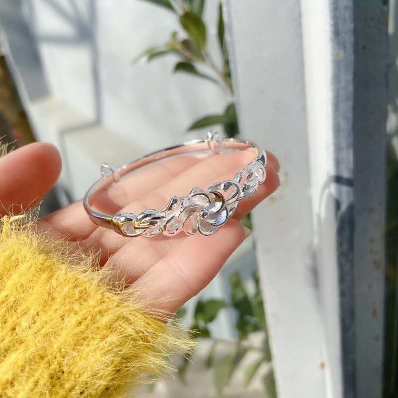 miflame 银楼足银手镯女子三生花足银饰品七夕节送女友爱人 三生花20