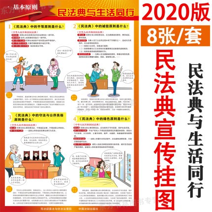 现货2020 中华人民共和国民法典宣传挂图 8张/套 普法读物民法典释义