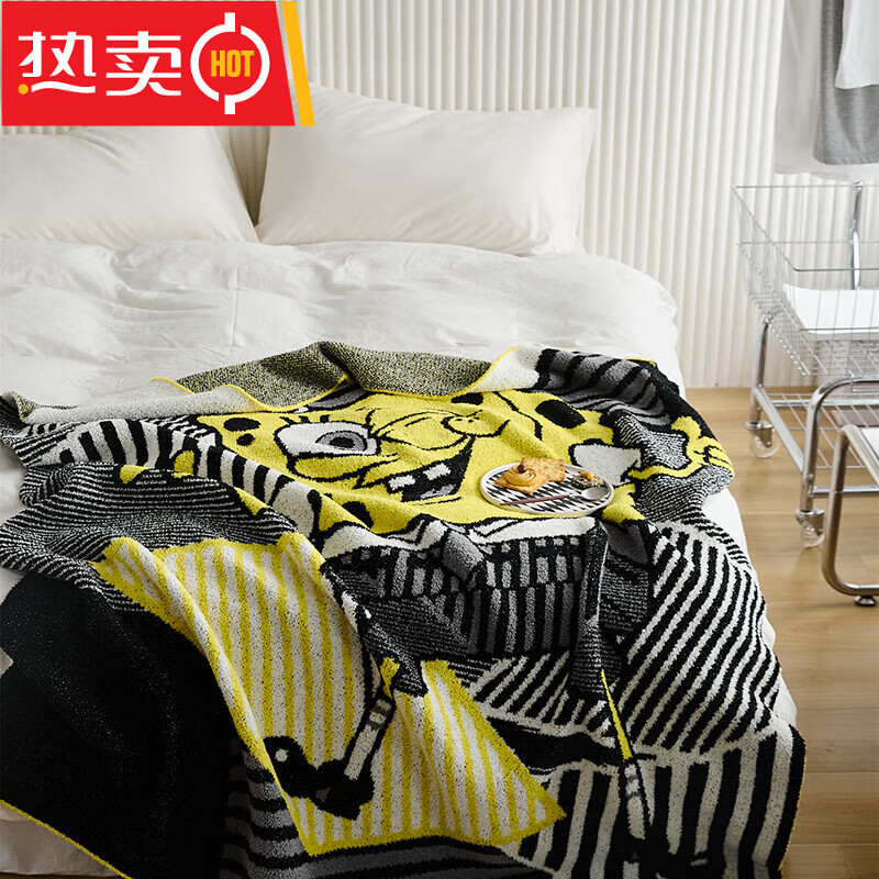 出品午睡毯沙发毯盖毯毛毯四季通用小被子披肩海绵宝宝夏 海绵宝宝