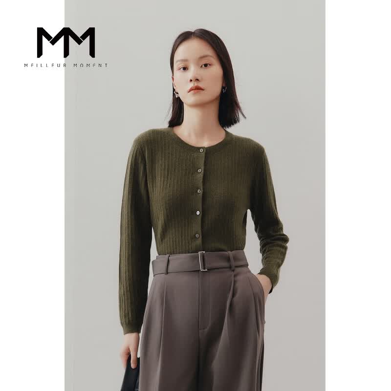 麦檬【绒系列】MM麦檬春新款圆领白色羊绒衫开衫毛衣女5D9932521 深军绿5D9932526 155/80CM/S使用感如何?