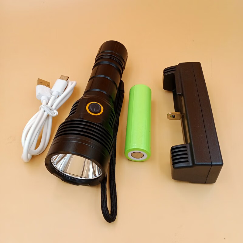 玉葆堂强光手电筒白光led高亮聚焦穿透远射专业户外照明防水灯持久