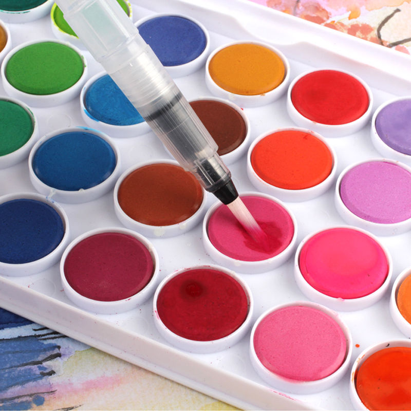 a文具批发】固体水彩自来水笔 水粉颜料画笔 水溶彩铅 水彩画笔 储水