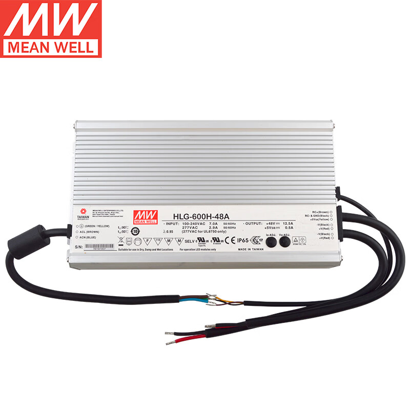 明纬（MEANWELL）HLG-600H-48A 防水LED电源基本型路灯亮化照明 48V12.5A