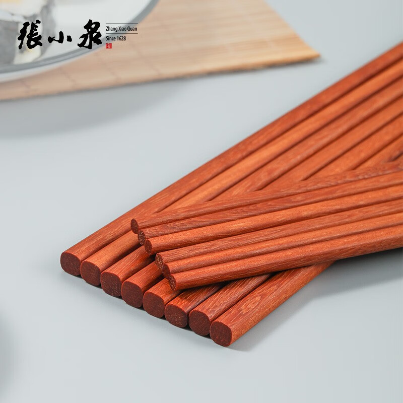 张小泉10双筷子铁木原木筷子家用筷子无腊无油无漆餐筷食物筷子 10双