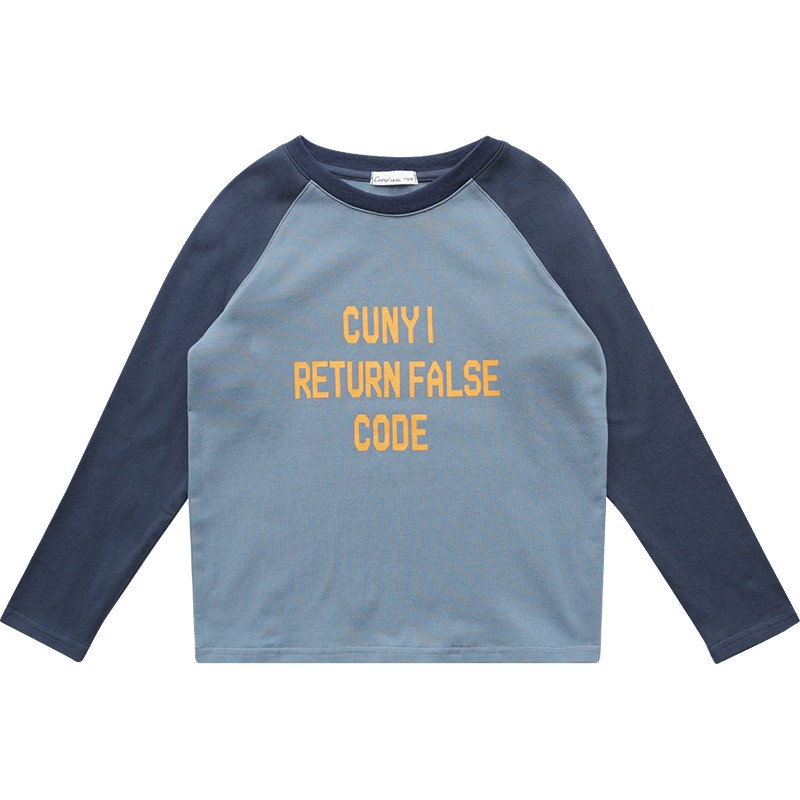 纯一良品(CUNYI)童装儿童长袖T恤男童春秋季新款中大童圆领打底衫男孩上衣 蓝灰 140 cm