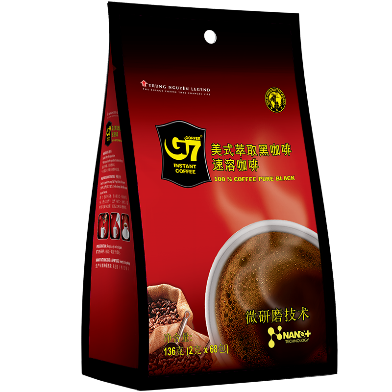 G7 COFFEE 中原咖啡 美式萃取速溶黑咖啡 136g