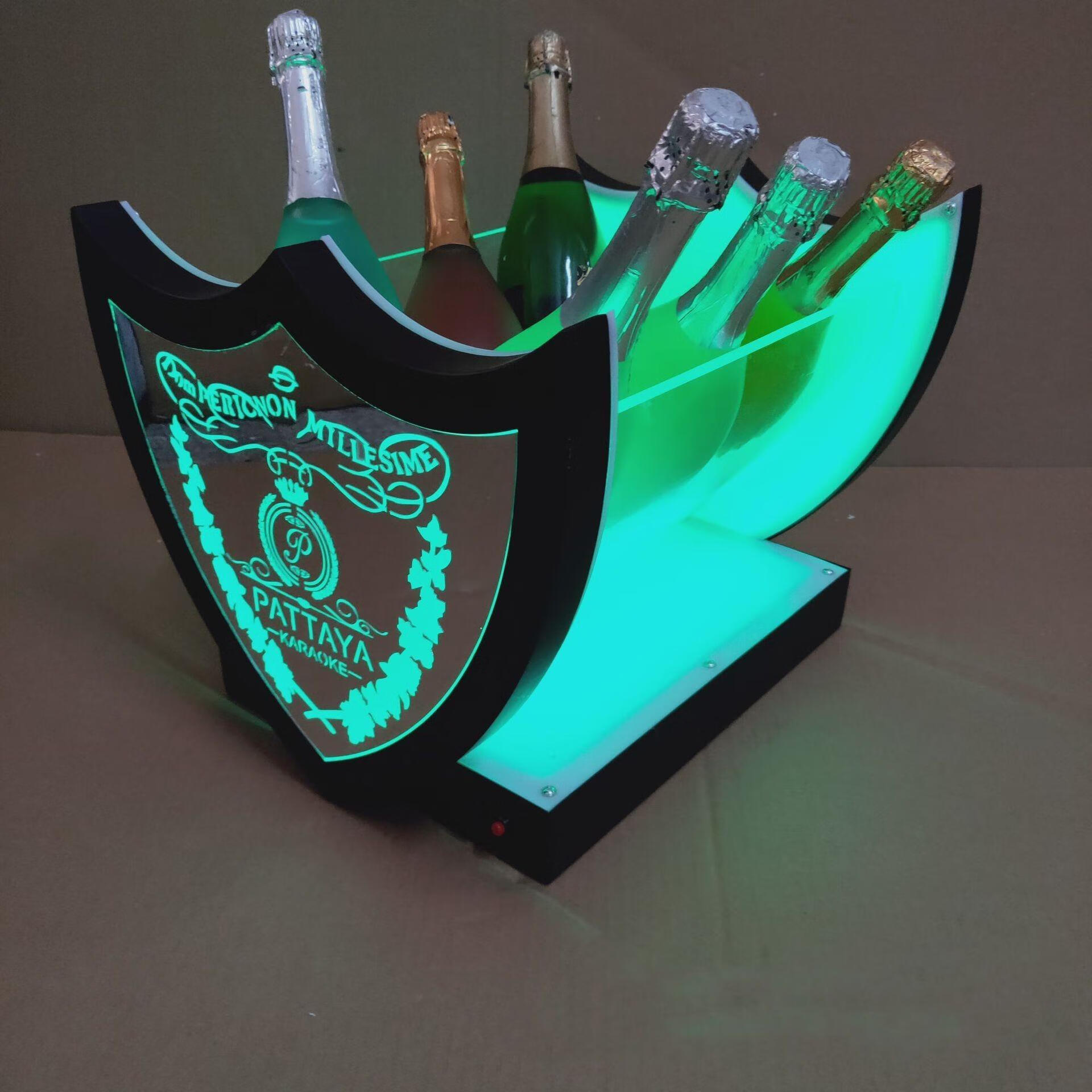 詠幻亞克力發(fā)光冰桶酒吧用品充電發(fā)光香檳王冰桶洋酒冰桶中山 6支裝白光