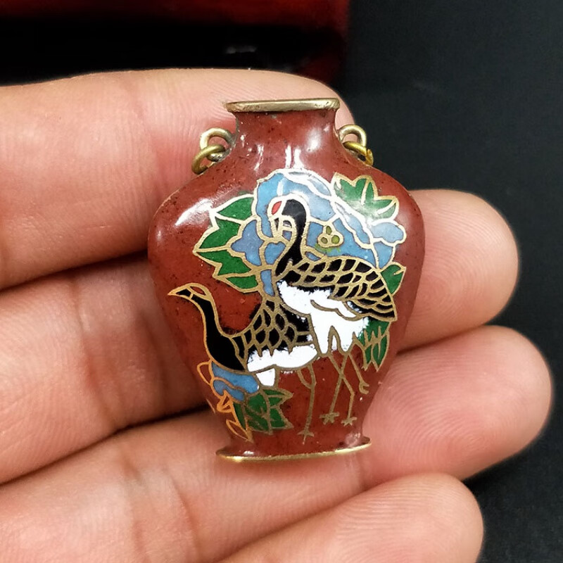 70年代景泰蓝老货吊坠 北京纯手工掐丝珐琅小花瓶diy毛衣链项链 3号