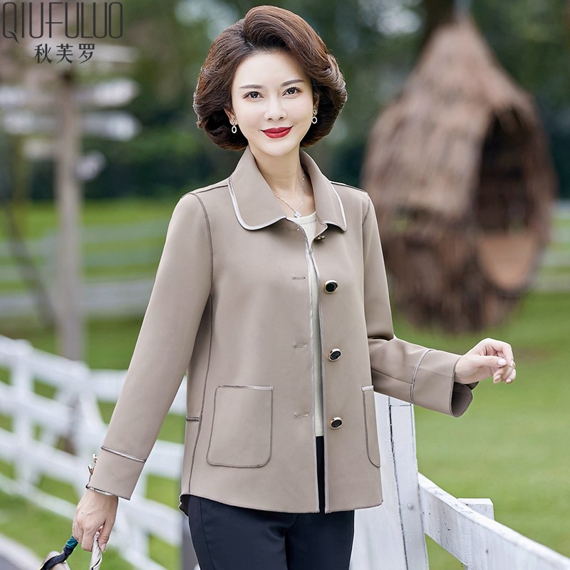 秋芙罗妈妈装秋装高贵气质夹克中老年女装春秋时尚休闲外套 驼色 3XL怎么样,好用不?