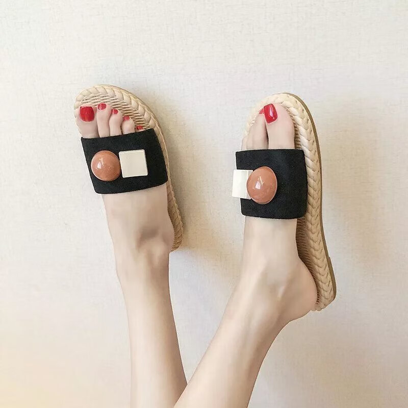 贤语软底懒人半拖鞋韩系防滑小香风拖鞋网红新款外穿凉拖鞋欧美风
