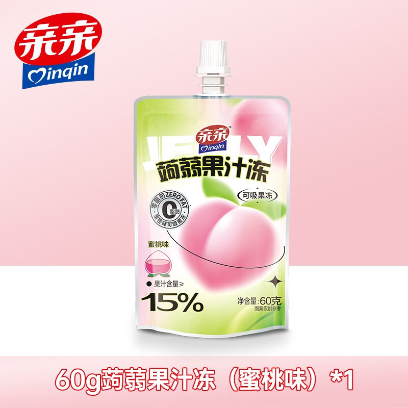 亲亲（Qinqin）蒟蒻吸吸果汁冻60g 儿童休闲食品  零食  果冻 蜜桃味60g*1支
