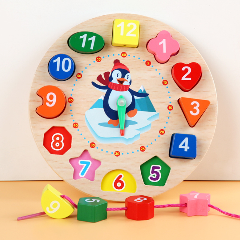 【凯柯锐店铺】儿童2-6岁数字时钟积木早教颜色形状认知 对对碰游戏卡片逻辑思维训练 时钟数字益智玩具