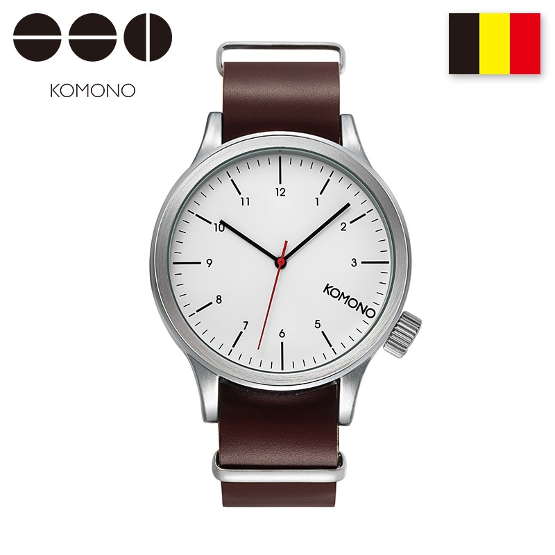 komono(克莫诺)手表男学生潮流比利时进口简约男士手表防水石英大表盘