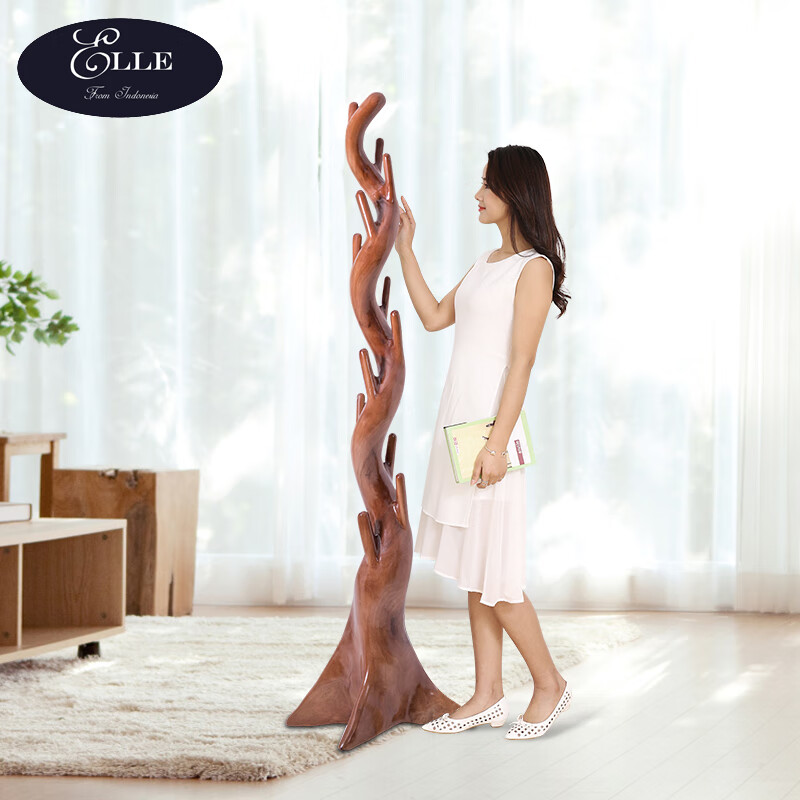 艾莉实木落地衣架创意轻奢简约原木衣帽架手工整棵树可移动挂衣架