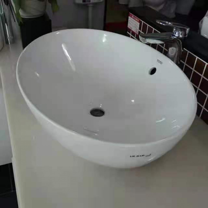 toto 台上盆w516桌上式陶瓷椭圆形有孔家用工程艺术碗盆 lw516rb 单盆