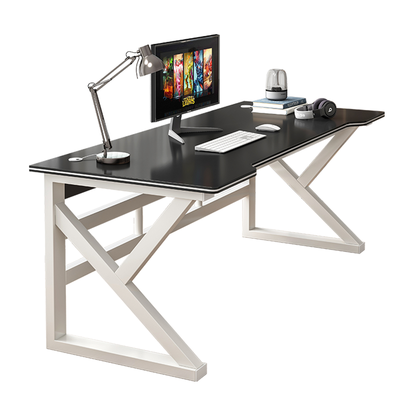 瑞象  电脑桌台式家用电竞桌椅套装学习桌简约卧室办公书桌子电脑桌 黑面+白架【单桌80*60*74cm】