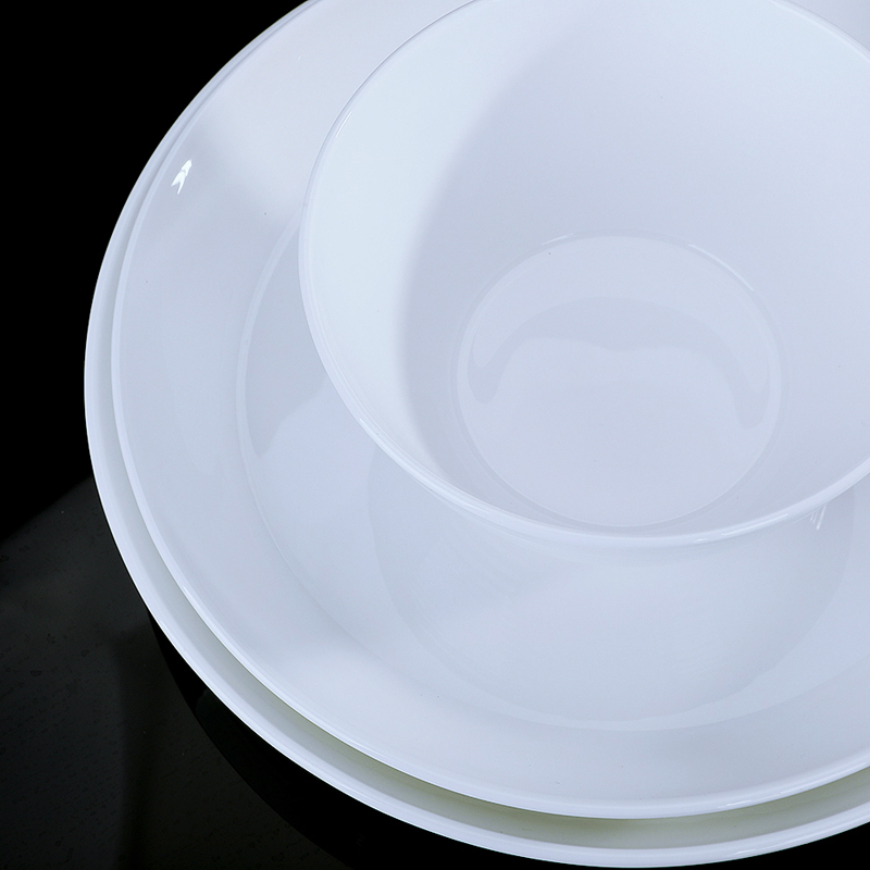 锦秋堂 景德镇陶瓷器 中式纯白釉 骨瓷餐具碗 釉下单碗 米饭碗 散件任意 7.5英寸螺纹盘