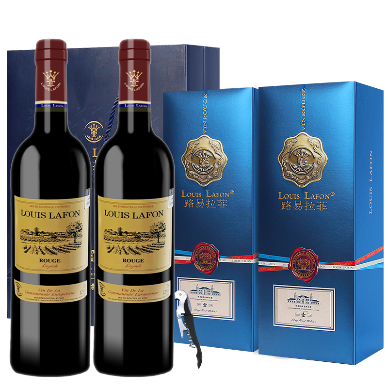 法国原瓶进口路易拉菲传说干红葡萄酒750ML/瓶配精美礼品盒装红酒 【套餐2】两瓶+两个蓝色盒子+开瓶器