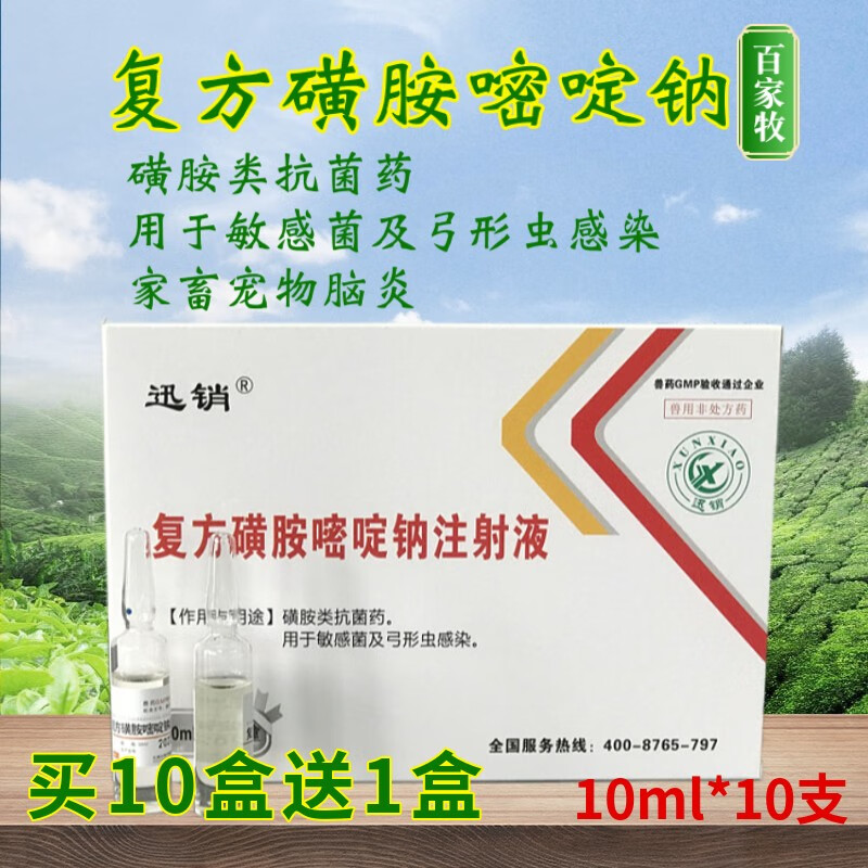 迅销复方磺胺嘧啶钠注射液兽药兽用猫狗脑炎猪牛羊弓形虫感染退烧消炎