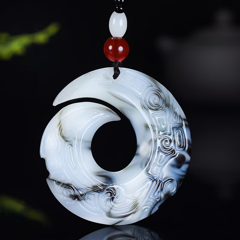 采莉和田玉烟青玉扭转乾坤挂件青花玉时来运转玉吊坠男平安扣玉佩