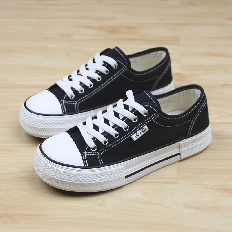 创京懿选百搭帆布鞋女厚底帆布鞋女款运动休闲鞋2024春季大头鞋百搭学