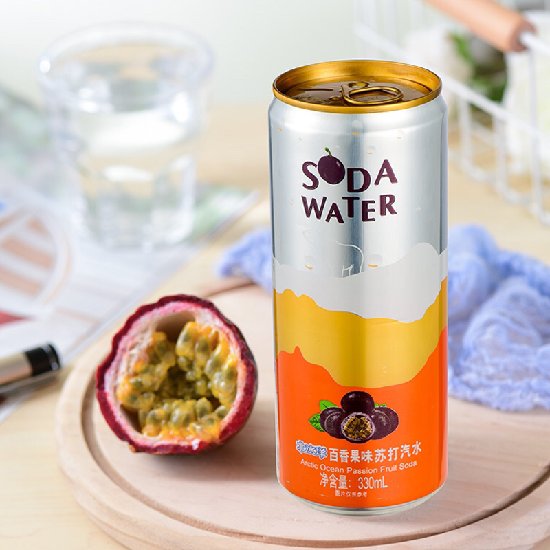 北冰洋百香果口味苏打水碳酸饮料12瓶