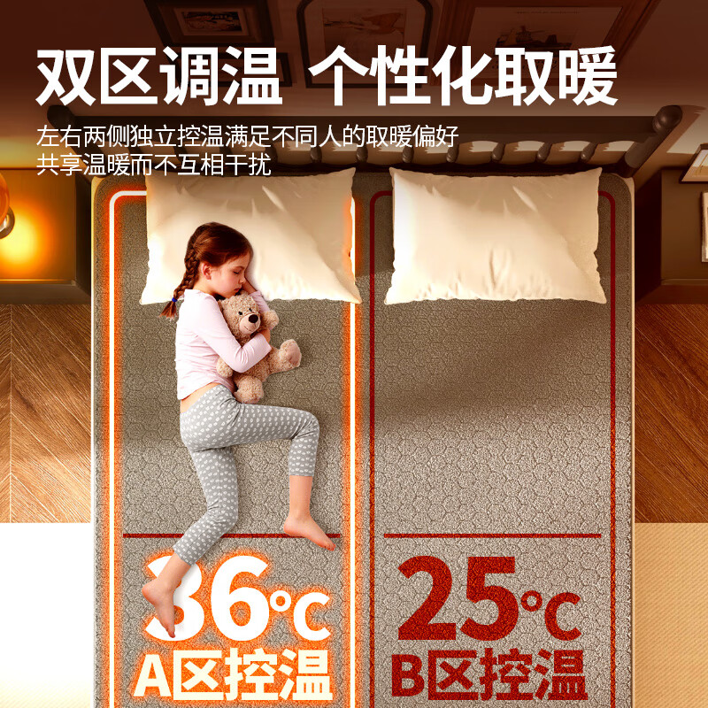 LMENG绿萌【智能断电】电热毯1.8x2米电褥子单双人自动断电双控 双控温-厚毛绒 180*150适1.8m床 安全可水洗-柔软舒适