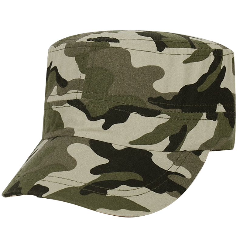 叕二叕 鴨舌帽軍迷迷彩帽子男女夏季軍旅風(fēng)戶外遮陽(yáng)帽子學(xué)生軍訓(xùn)平頂帽 迷彩卡其